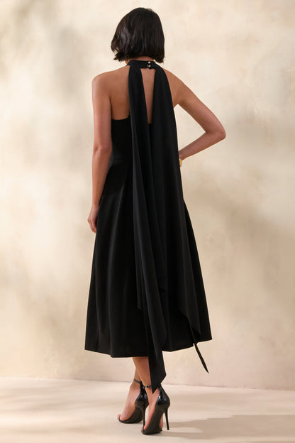 Rhode | Vestido midi negro con escote halter