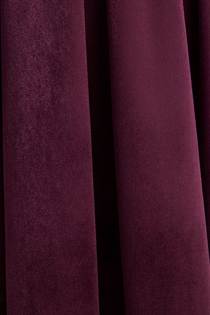 Seraphic | Vestido Midi de Terciopelo Burdeos con Mangas Abullonadas