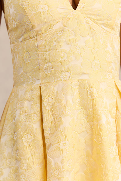 Nyomi | Vestido Midi Limón de Satén de Escote Halter