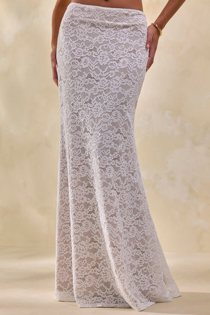 Lunisse | Falda Larga Blanca De Encaje