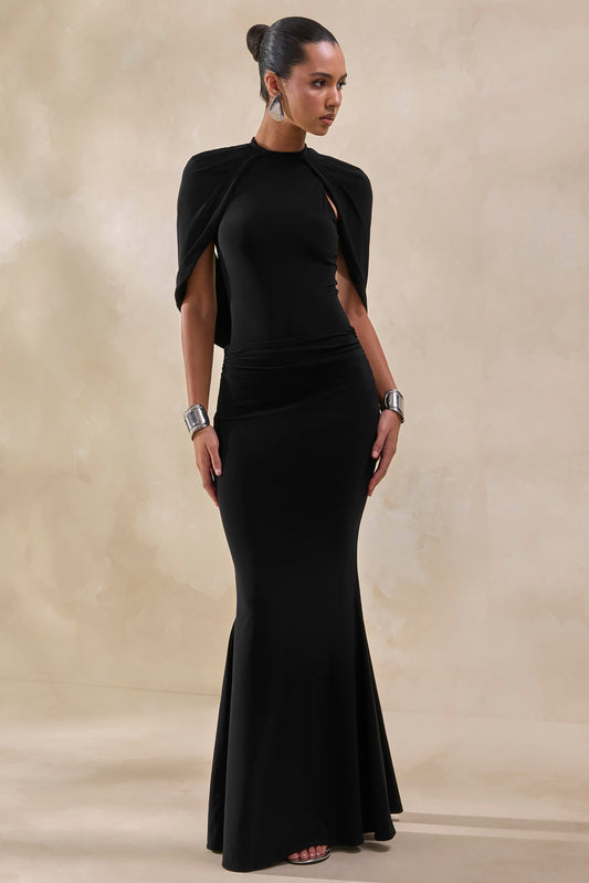 Evonne | Body Negro Con Cuello Redondo Y Mangas Capa