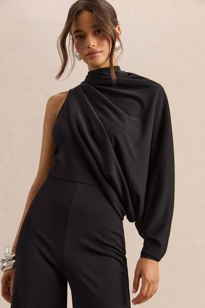 Emoria | Mono Negro de Cuello Alto con Una Manga Larga
