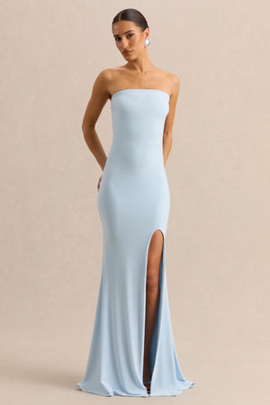 Melva | Vestido Largo Azul Celeste Bandeau