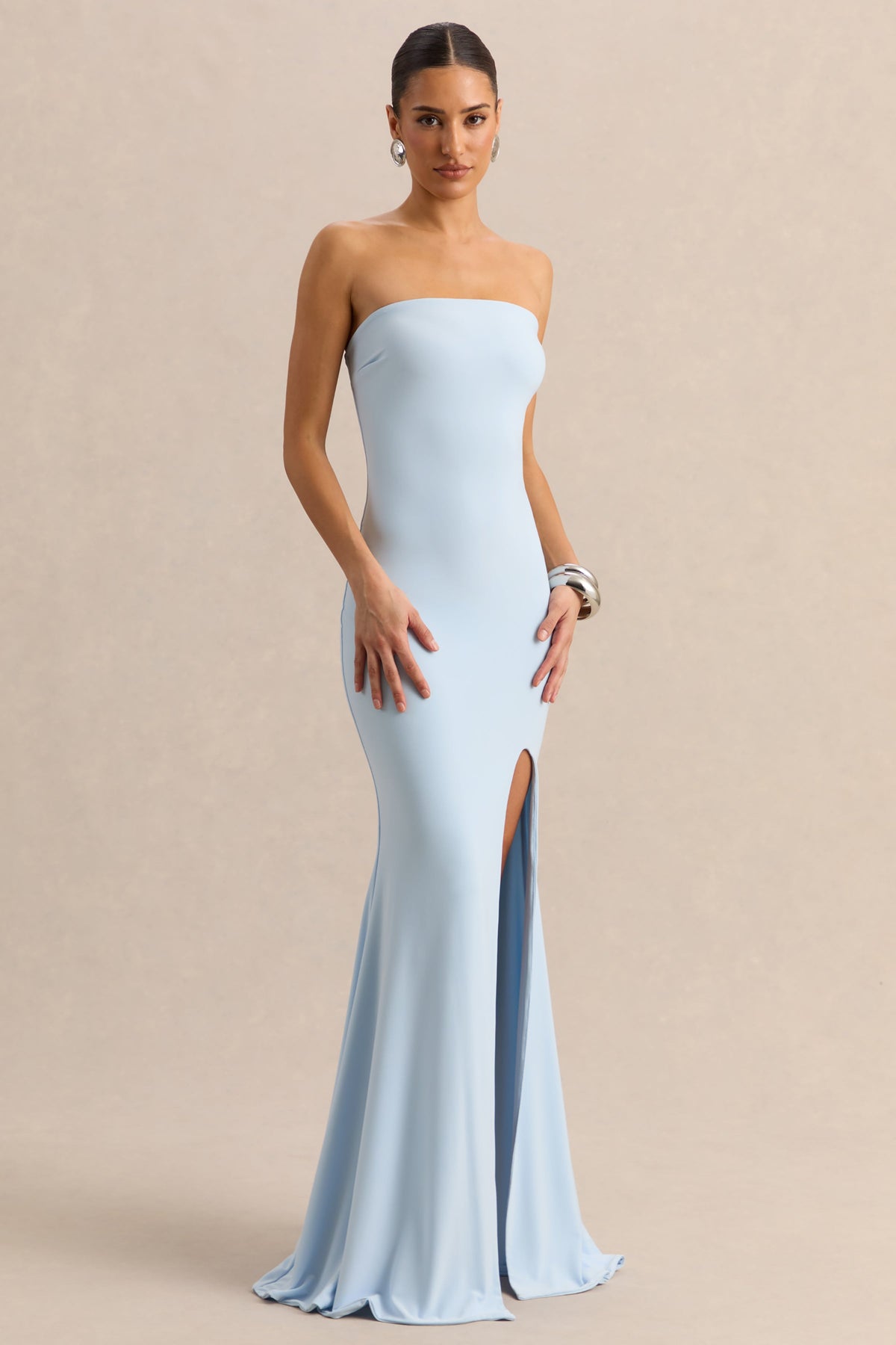 Melva | Vestido Largo Azul Celeste Bandeau