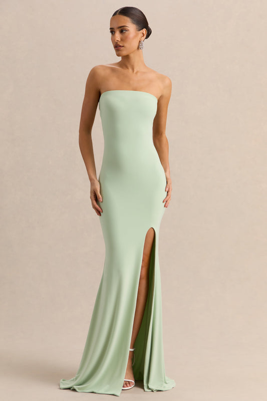 Melva | Vestido Largo Menta Bandeau