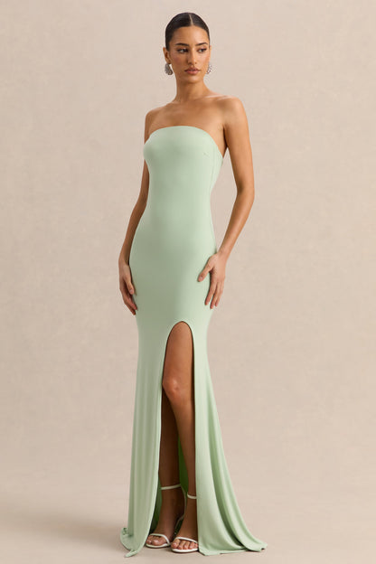 Melva | Vestido Largo Menta Bandeau