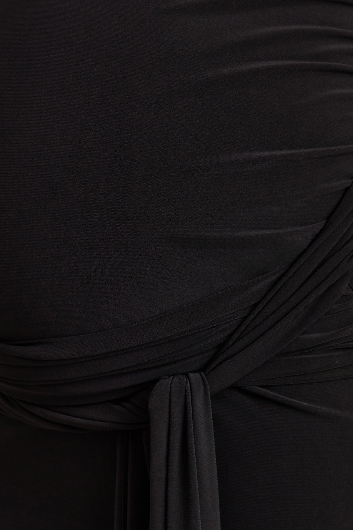 Felise | Vestido Largo Negro de Escote Redondo Premamá con Detalle Drapeado