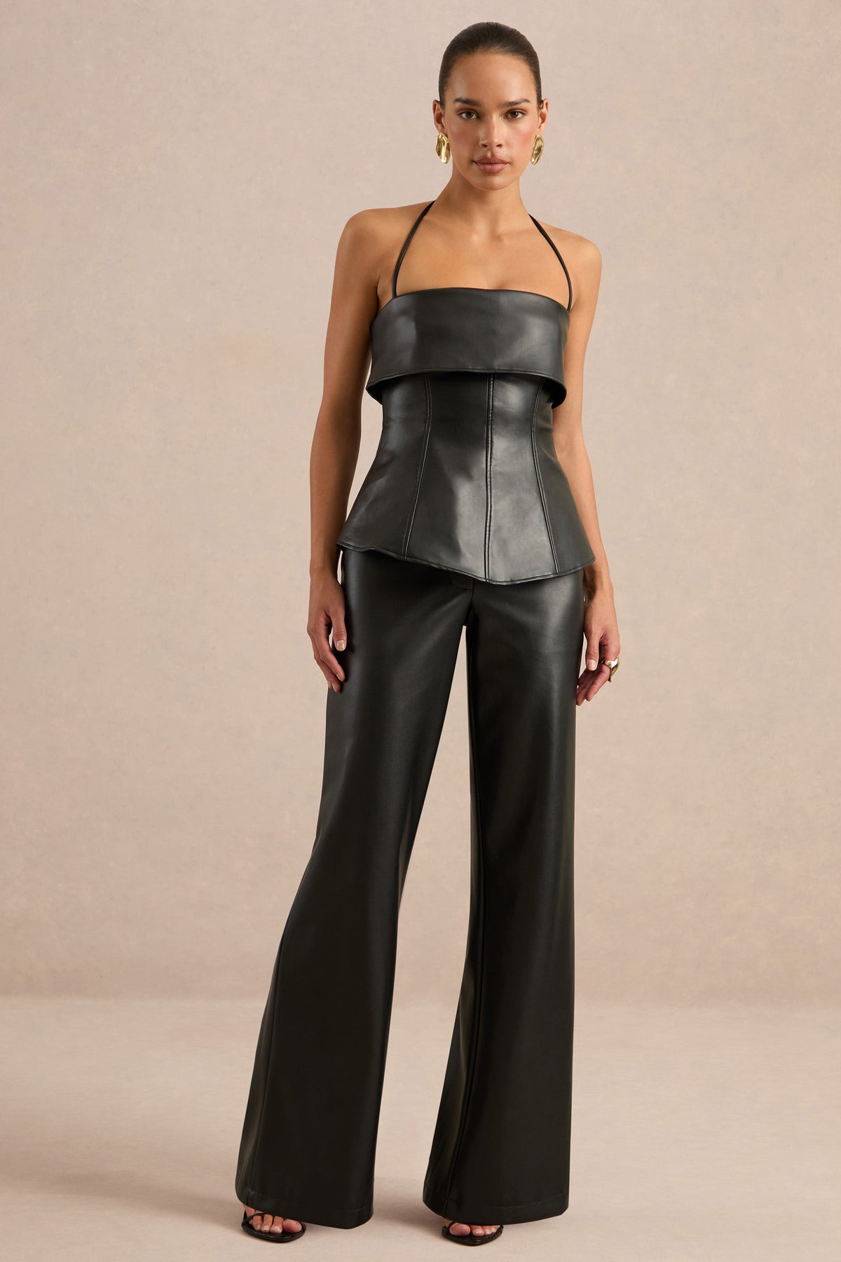 Gaelina | Pantalones Negros De Polipiel De Pierna Recta