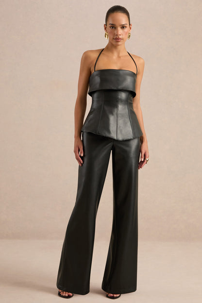 Gaelina | Pantalones Negros De Polipiel De Pierna Recta
