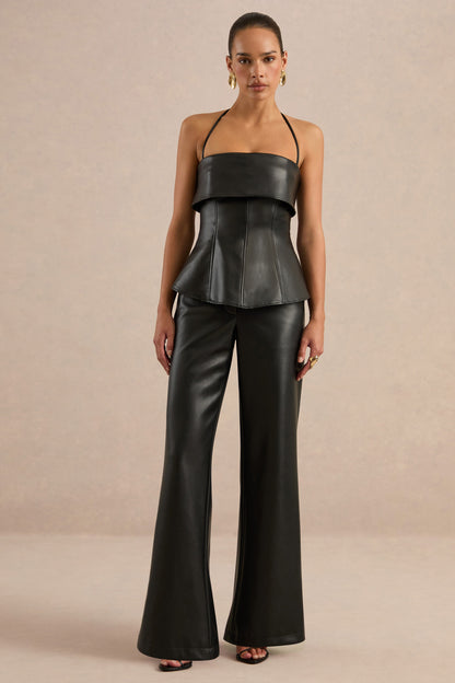Gaelina | Pantalones Negros De Polipiel De Pierna Recta