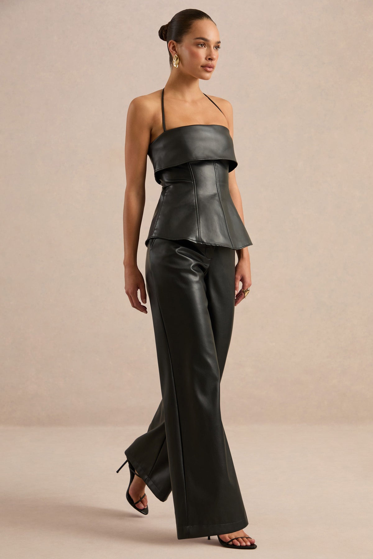Gaelina | Pantalones Negros De Polipiel De Pierna Recta