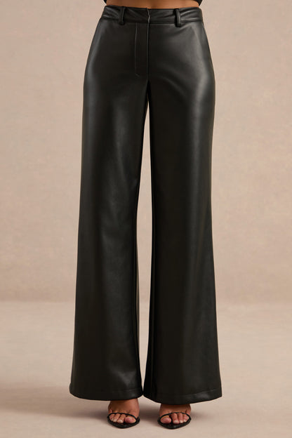 Gaelina | Pantalones Negros De Polipiel De Pierna Recta