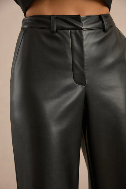Gaelina | Pantalones Negros De Polipiel De Pierna Recta