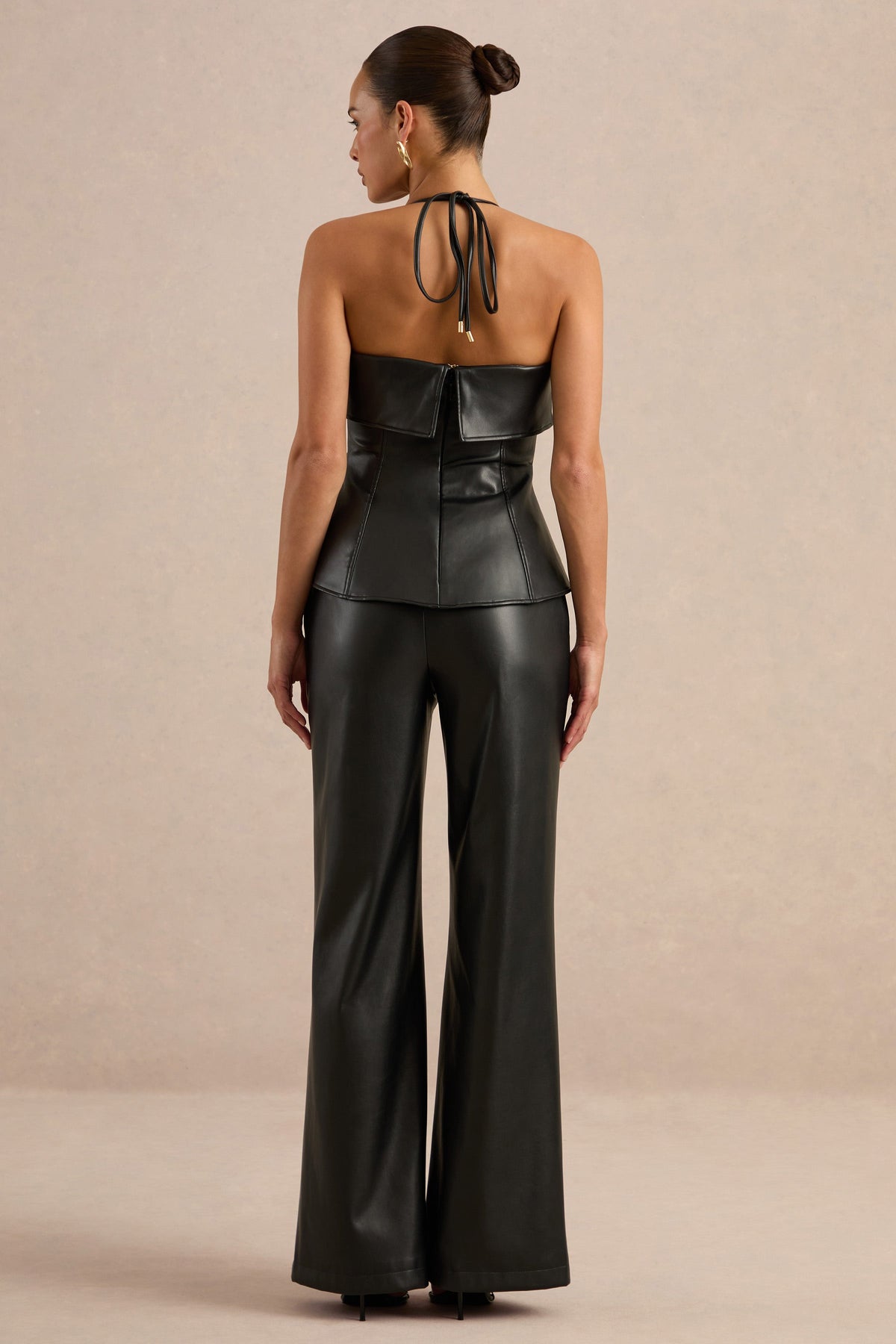 Gaelina | Pantalones Negros De Polipiel De Pierna Recta