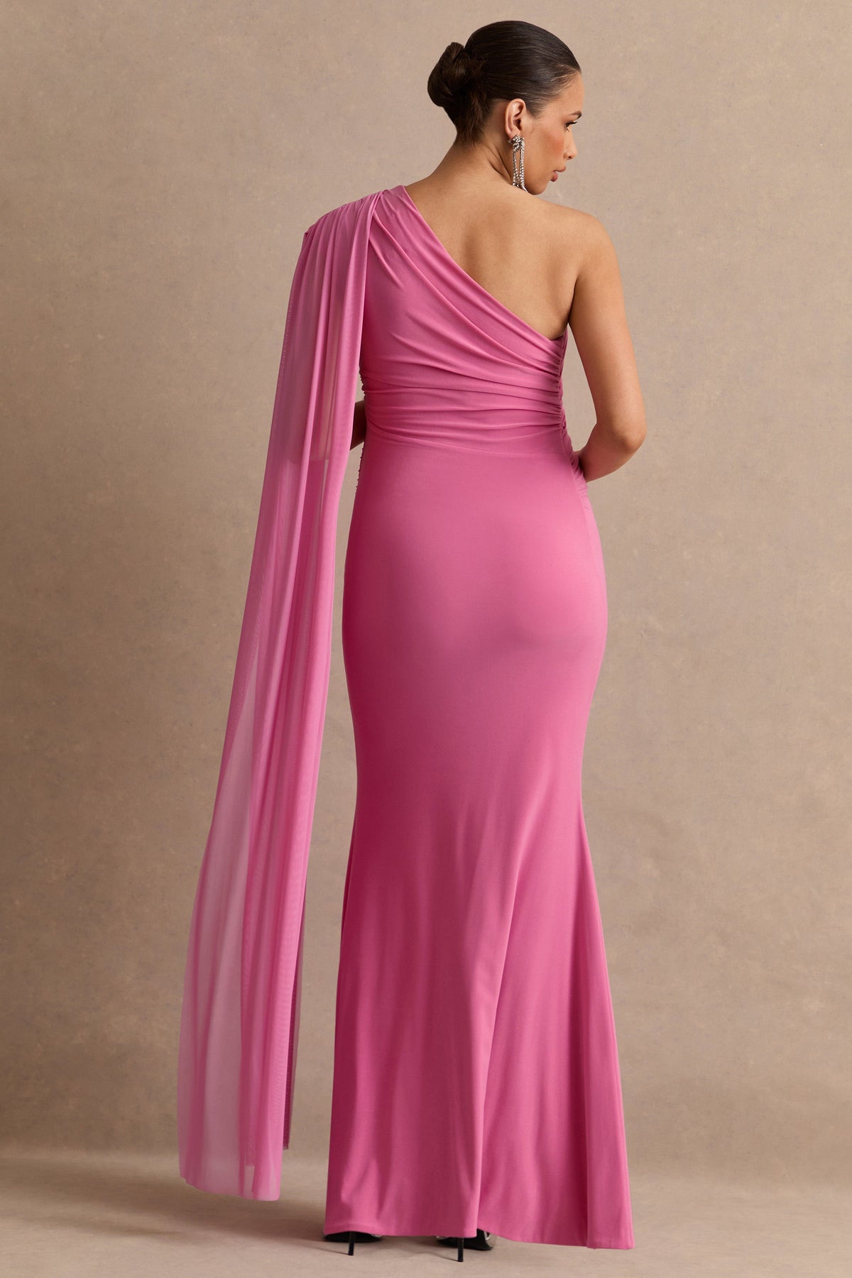 Aylena | Vestido Largo Premamá Rosa Con Escote Asimétrico Y Detalle De Sash