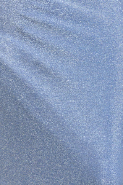 Sarielle | Vestido Largo Premamá Azul Claro Con Escote Asimétrico Y Espalda Abierta