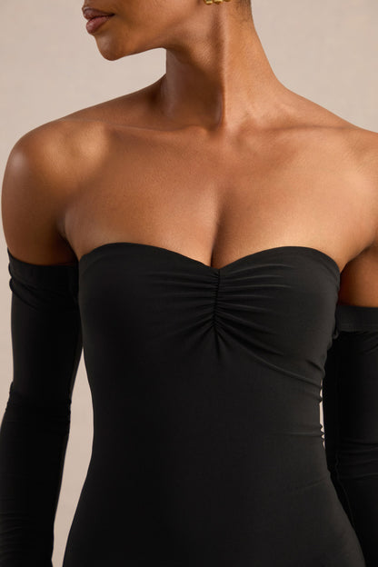Gaelline | Vestido Largo Negro Escote Bardot Cola De Sirena