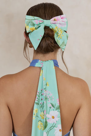 Tullia | Lazo Para El Cabello Con Estampado Floral Verde Menta