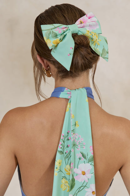 Tullia | Lazo Para El Cabello Con Estampado Floral Verde Menta