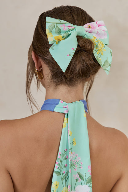 Tullia | Lazo Para El Cabello Con Estampado Floral Verde Menta