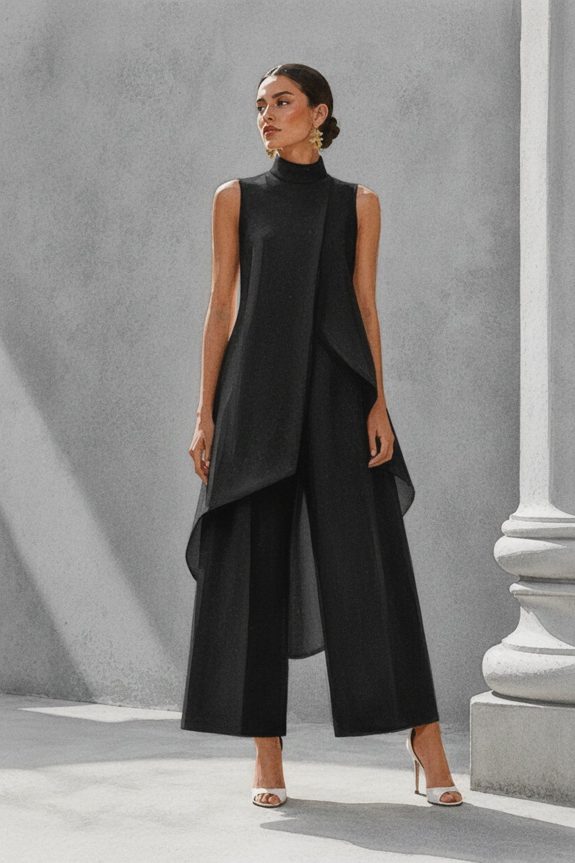 Pilar | Elegantes asymmetrisches Rollkragen-Set für Damen