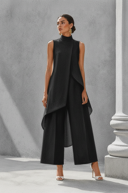 Pilar | Elegantes asymmetrisches Rollkragen-Set für Damen