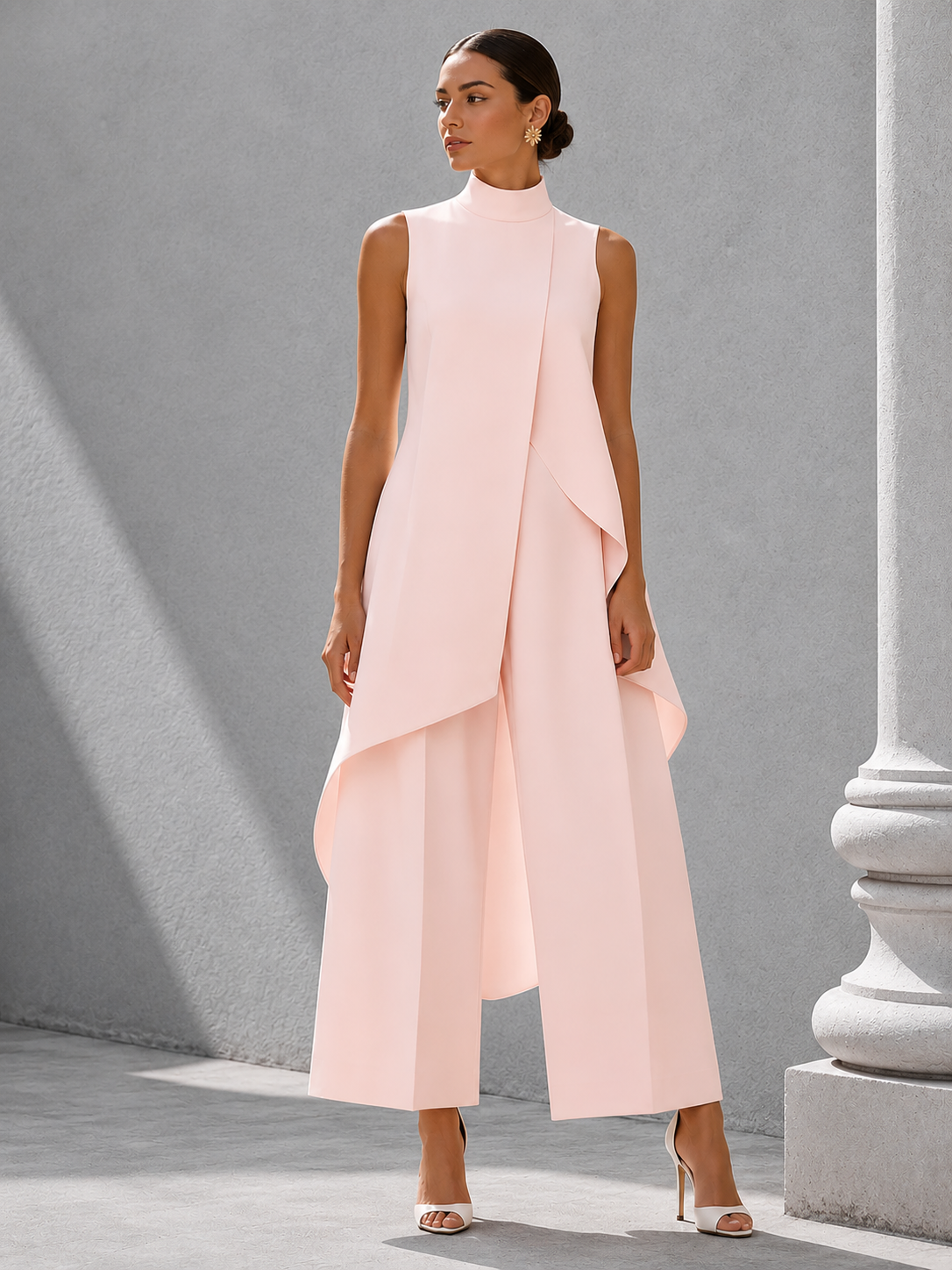 Pilar | Elegantes asymmetrisches Rollkragen-Set für Damen