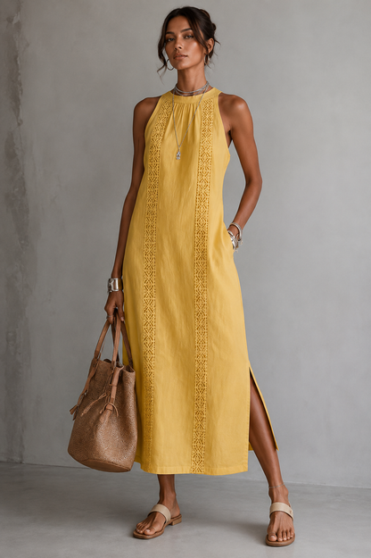 Leinenkleid mit Stehkragen