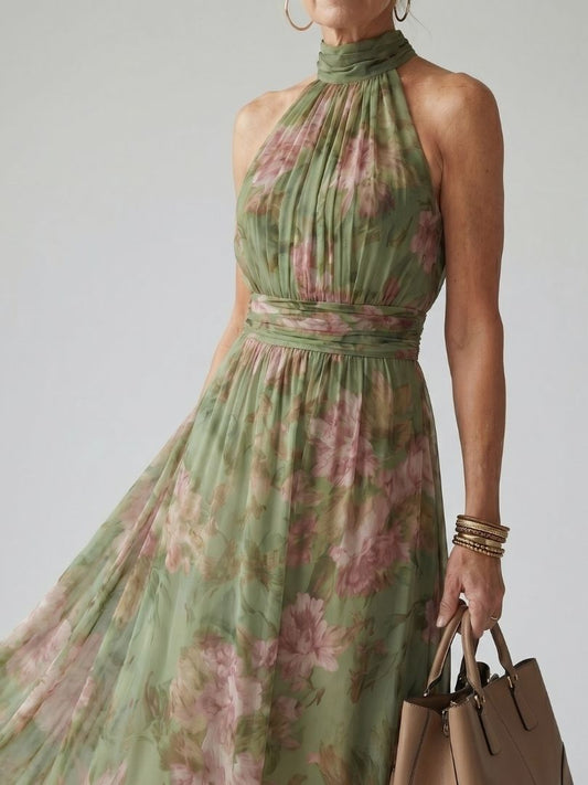 Mirella | Abito midi con scollo all'americana arricciato