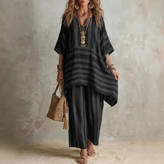 Giulia | Zweiteiliger Boho-Anzug mit Streifenmuster