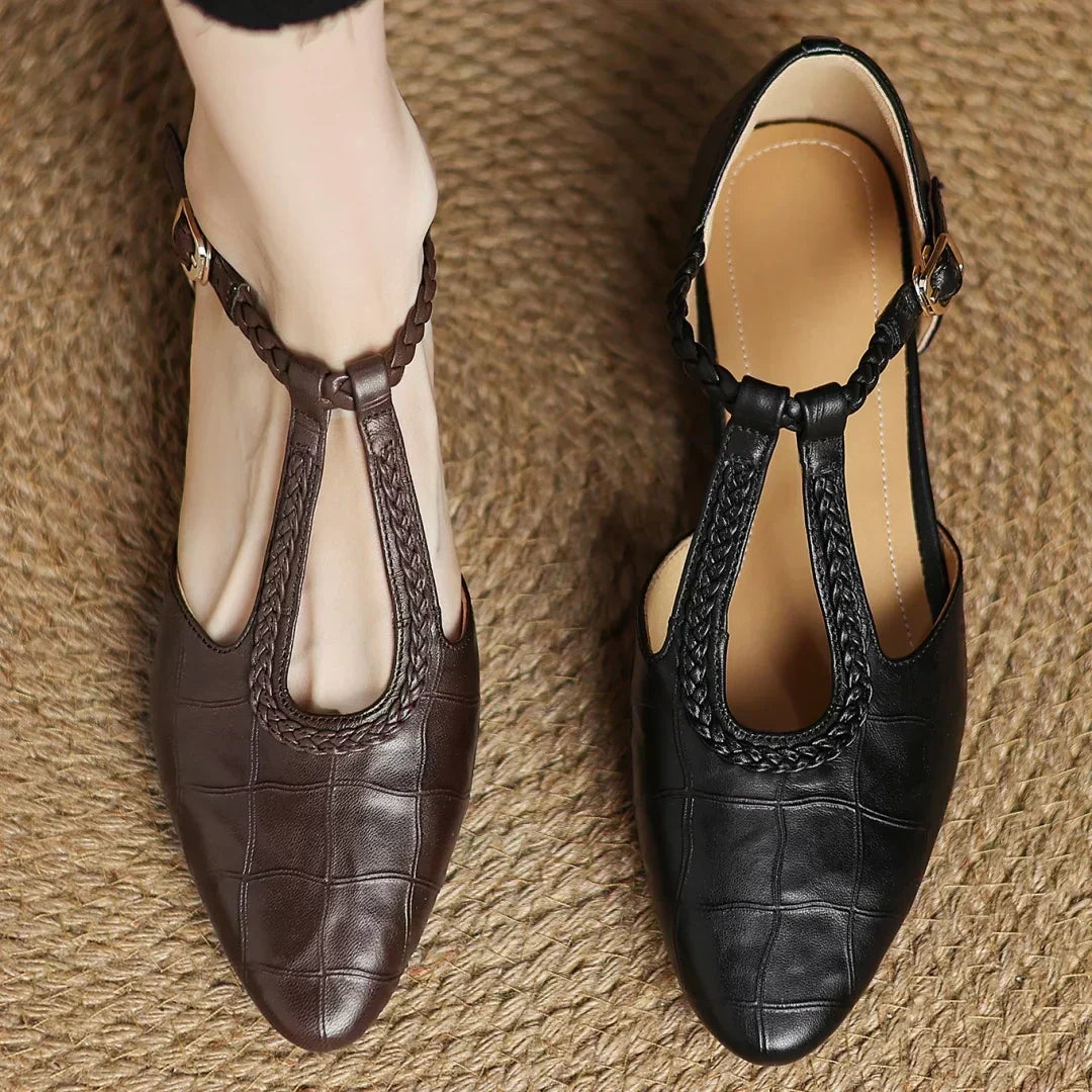 Etta | Sandalen aus Leder mit geflochtenem Riemen und Schnalle