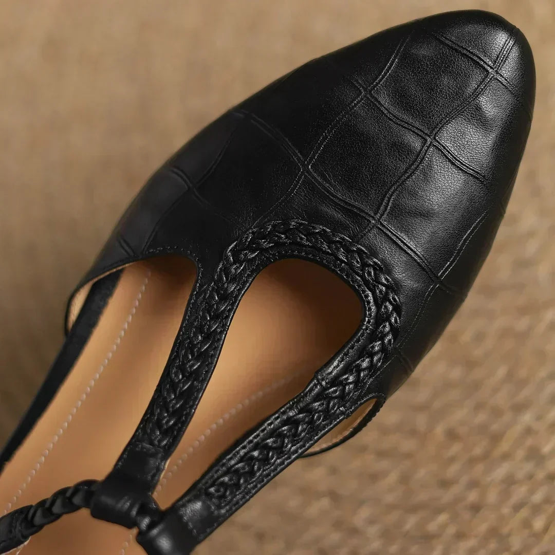 Etta | Sandalen aus Leder mit geflochtenem Riemen und Schnalle