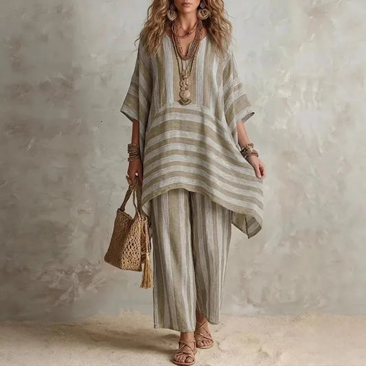 Giulia | Zweiteiliger Boho-Anzug mit Streifenmuster