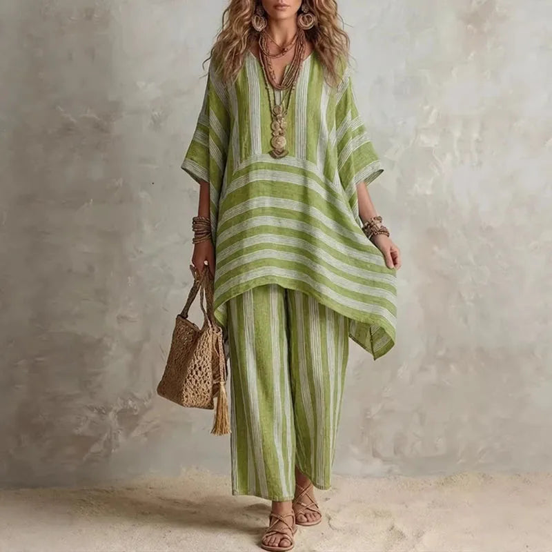 Giulia | Conjunto Bohemio de 2 Piezas con Estampado de Rayas