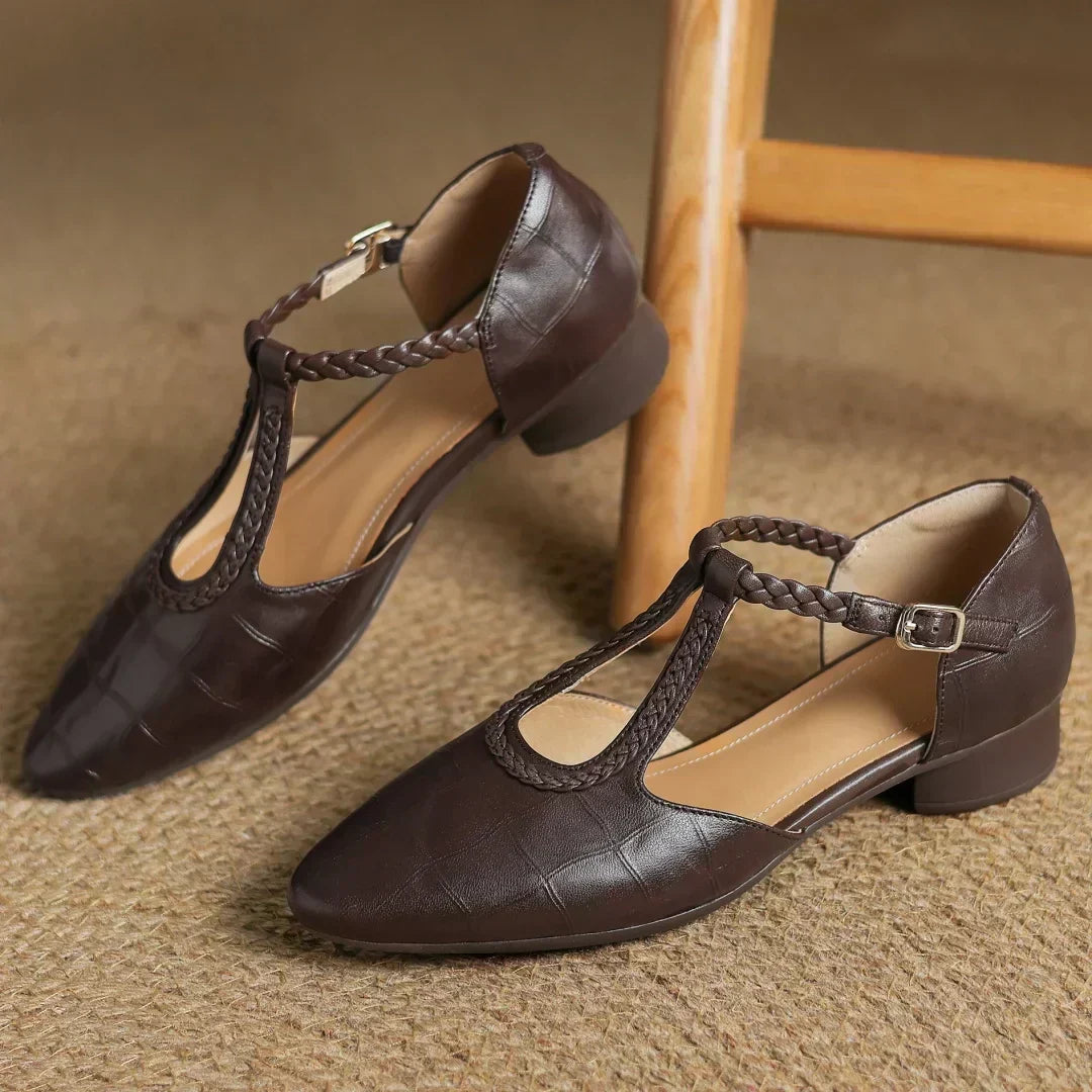 Etta | Sandalen aus Leder mit geflochtenem Riemen und Schnalle