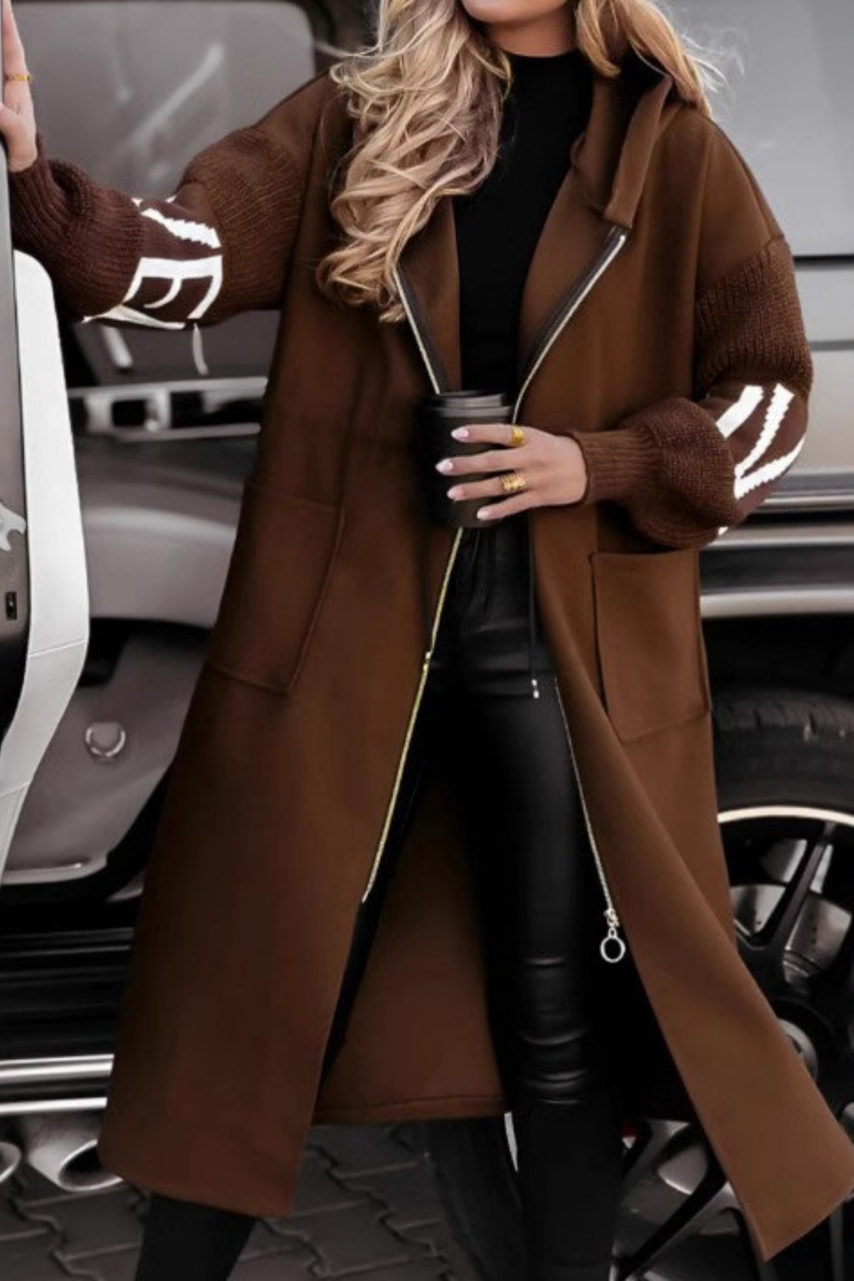 Felicia™ | Veste femme à manches en maille et capuche