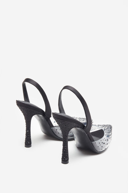Covergirl | Tacones negros y transparentes con brillantes