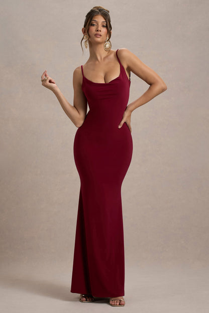 Francoise | Vestido largo ajustado con detalle de encaje en la espalda y tirantes finos