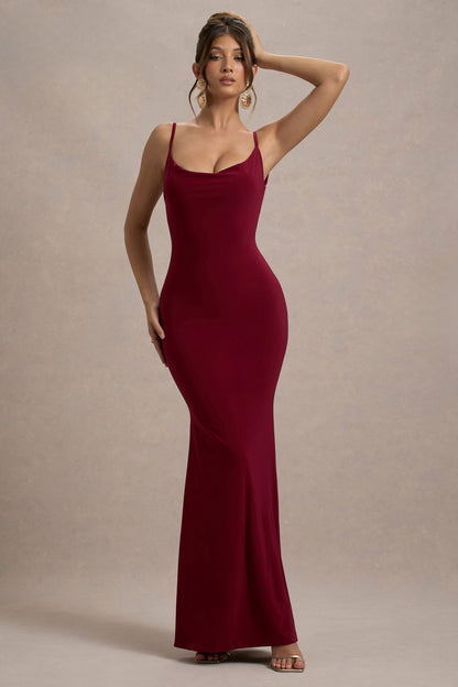 Francoise | Vestido largo ajustado con detalle de encaje en la espalda y tirantes finos