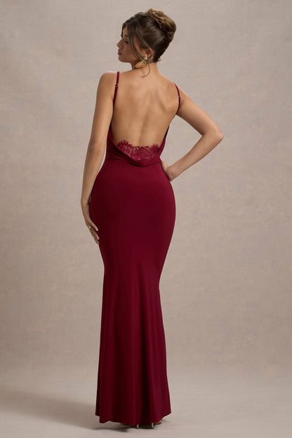 Francoise | Vestido largo ajustado con detalle de encaje en la espalda y tirantes finos