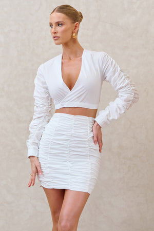 Break Of Day | Minifalda Fruncida Blanca