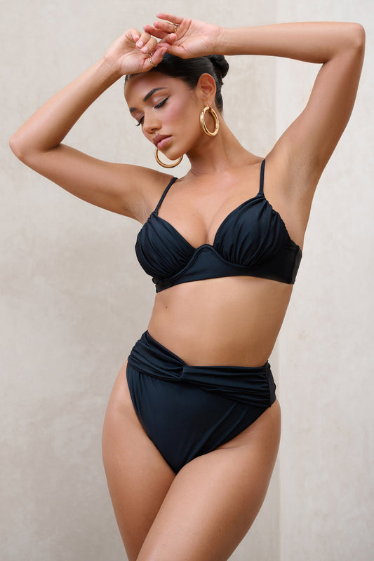 High Tide | Bikini de Cintura Alta con nudo en Color Negro