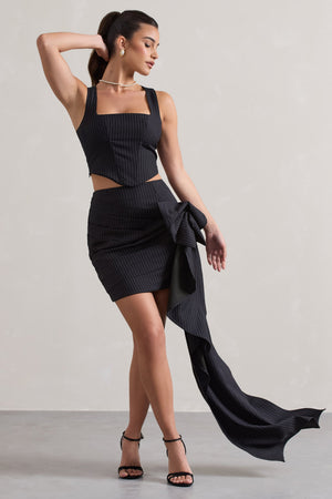 All The Talk | minifalda de rayas azul marino con drapeado lateral