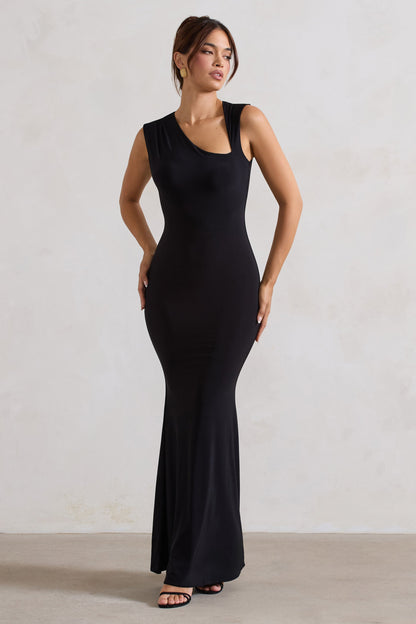 Behind The Scenes | Vestido largo Negro asimétrico con Aberturas