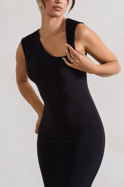 Behind The Scenes | Vestido largo Negro asimétrico con Aberturas