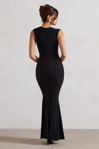 Behind The Scenes | Vestido largo Negro asimétrico con Aberturas