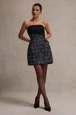 Park Avenue | Vestido corto Ajustado de Bouclé Negro