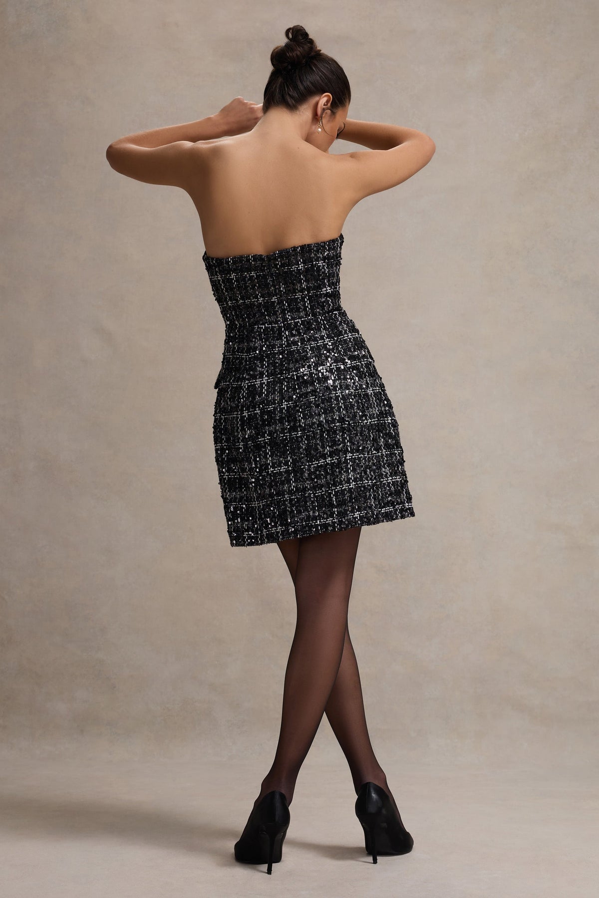 Park Avenue | Vestido corto Ajustado de Bouclé Negro