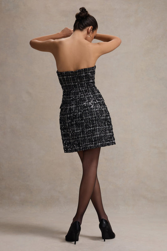 Park Avenue | Vestido corto Ajustado de Bouclé Negro