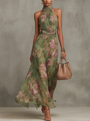 Stella | Vestido Largo Floral con Escote Americano y Elegante